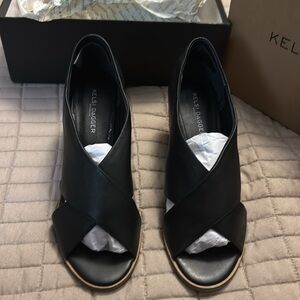Kelsi Dagger Black leather heels 8